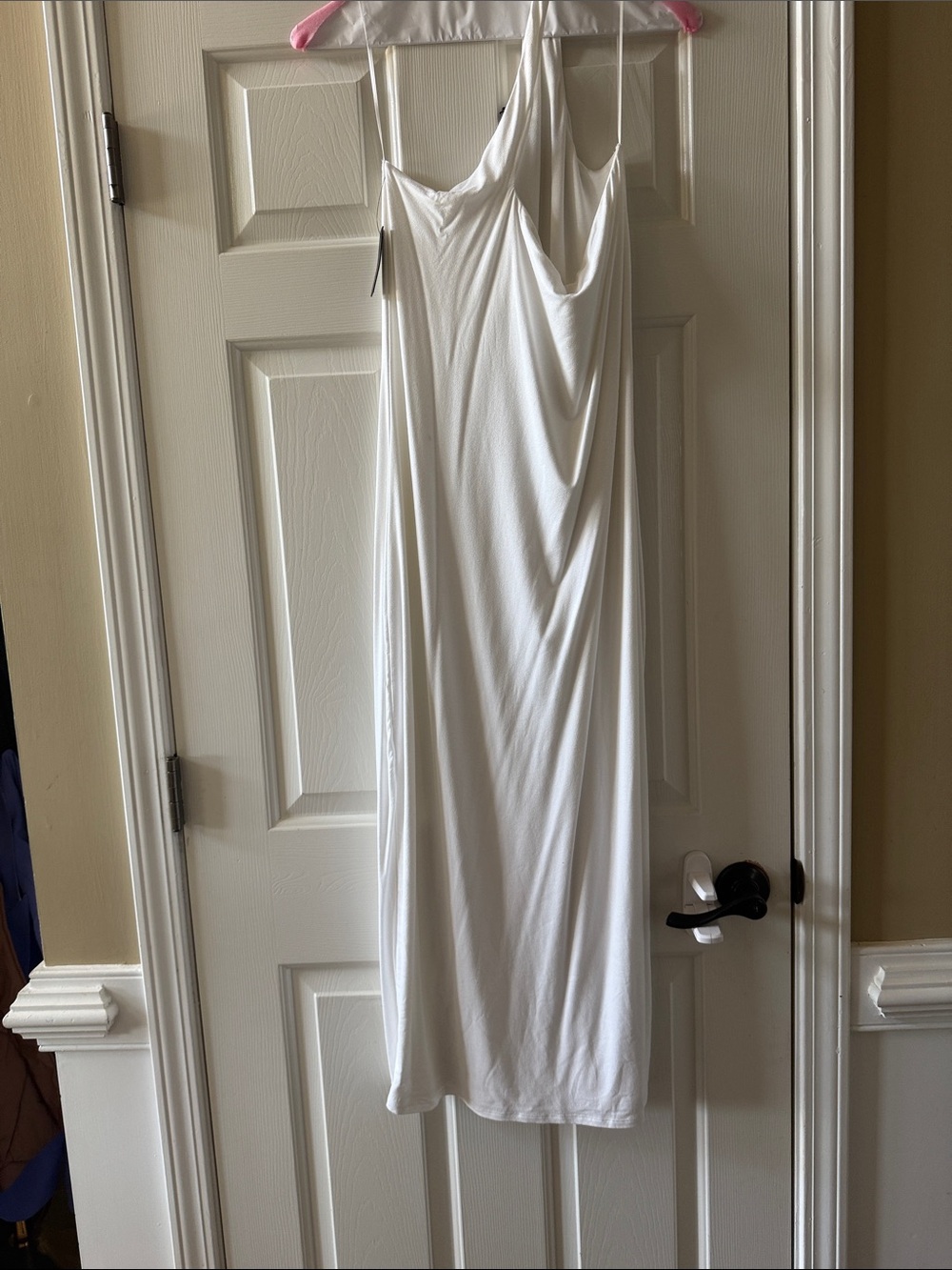 AFRM One-Shoulder White Slip Dress